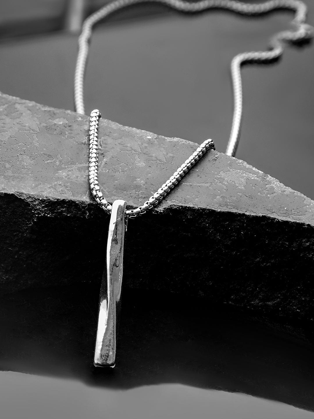 Rubans Trendy Stainless Steel Silver-Plated Sleek Design Pendant Necklace for Boys & Men
