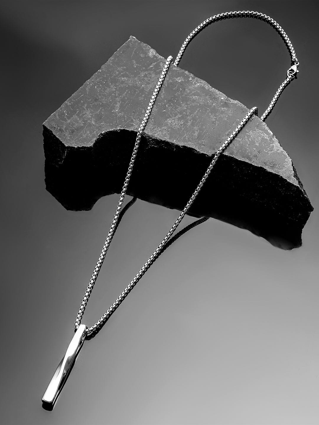 Rubans Trendy Stainless Steel Silver-Plated Sleek Design Pendant Necklace for Boys & Men