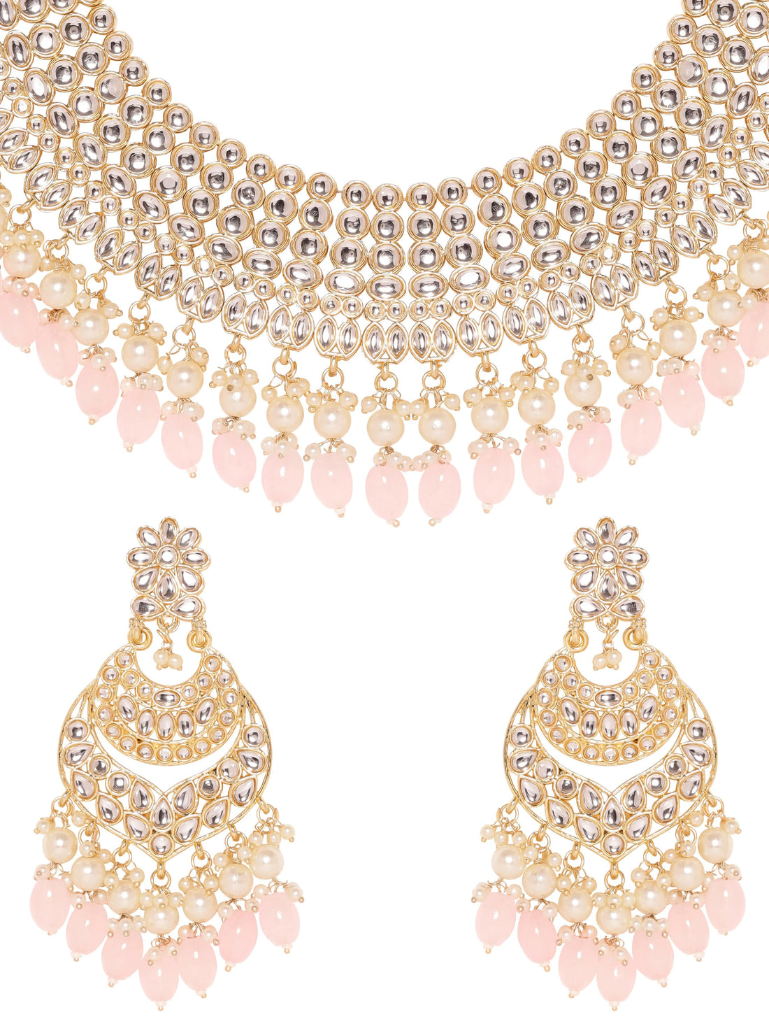 Rubans Royal Radiance 22k Gold Plated Kundan and Pearl Beaded Jewelry Set