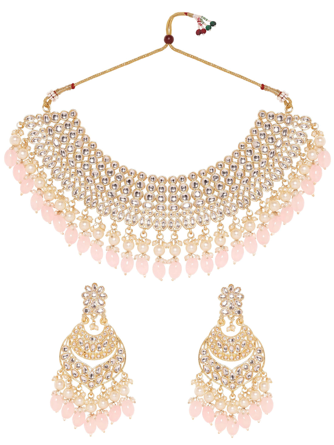 Rubans Royal Radiance 22k Gold Plated Kundan and Pearl Beaded Jewelry Set