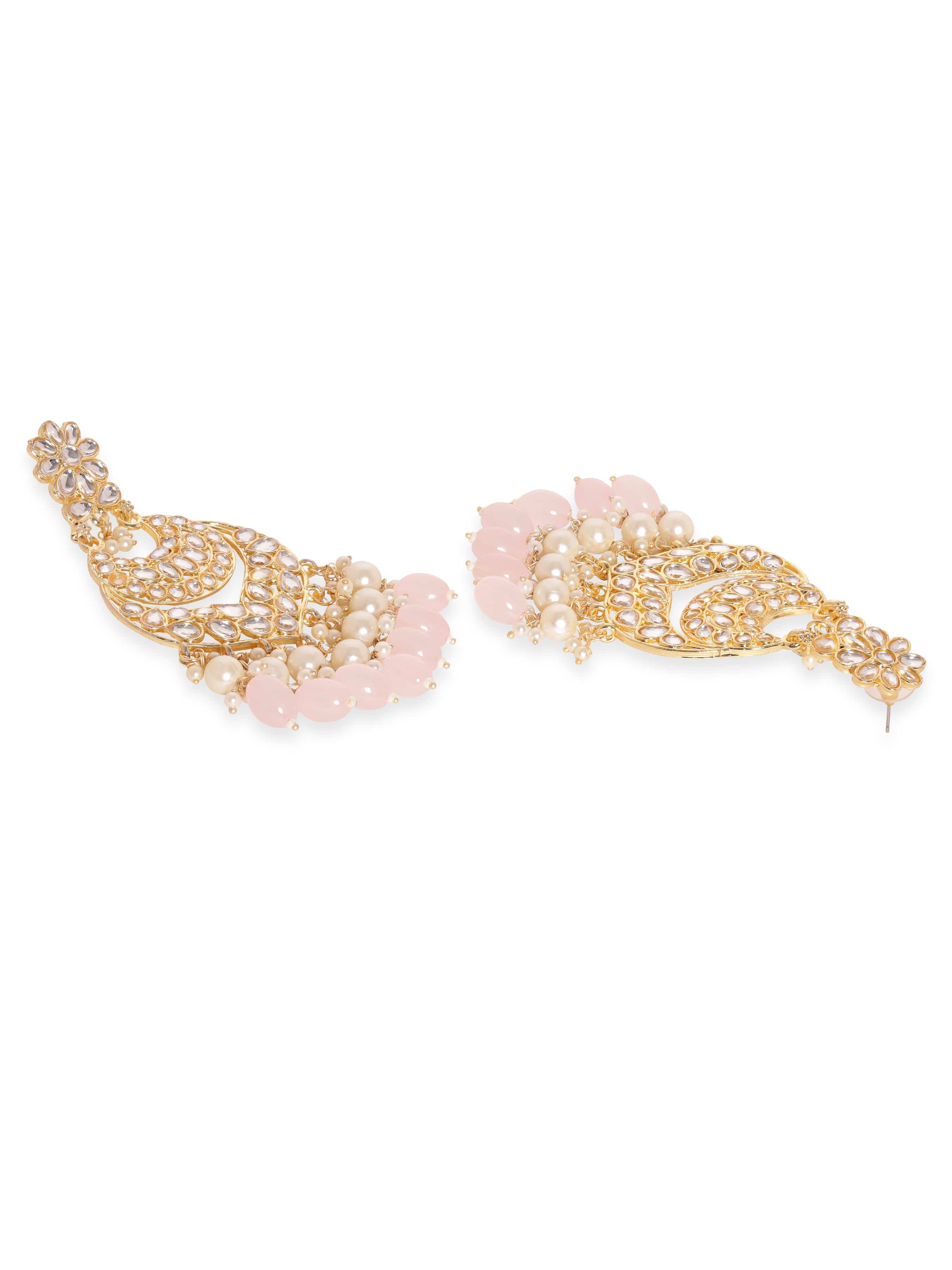 Rubans Royal Radiance 22k Gold Plated Kundan and Pearl Beaded Jewelry Set