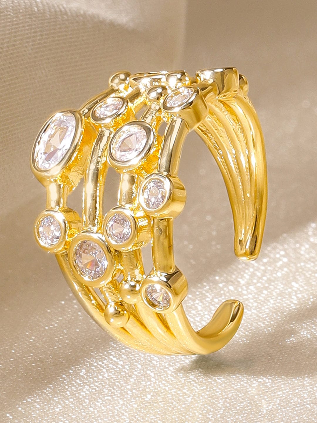 Gold Ring In American Diamond Zirconia