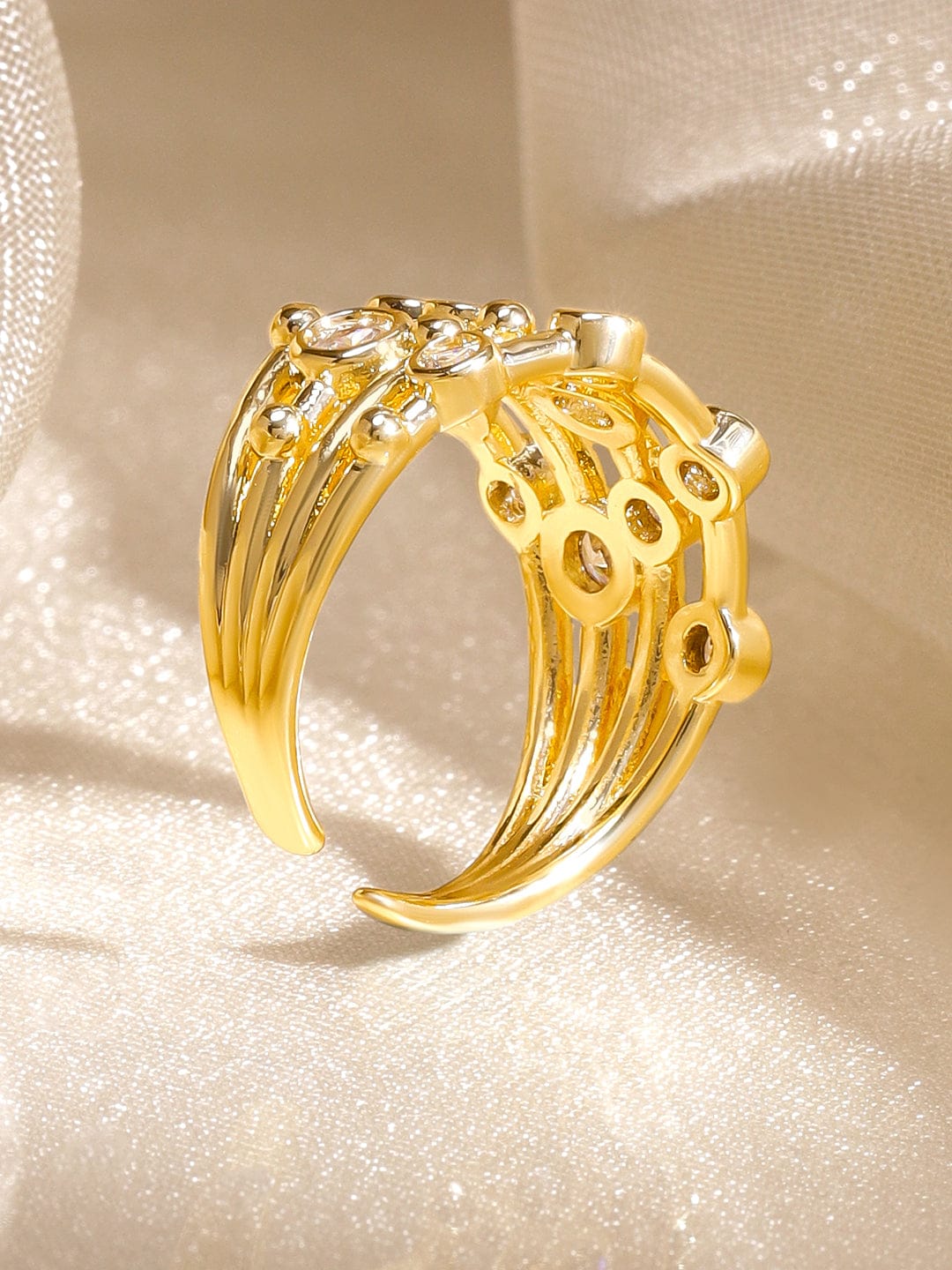 Gold Ring In American Diamond Zirconia