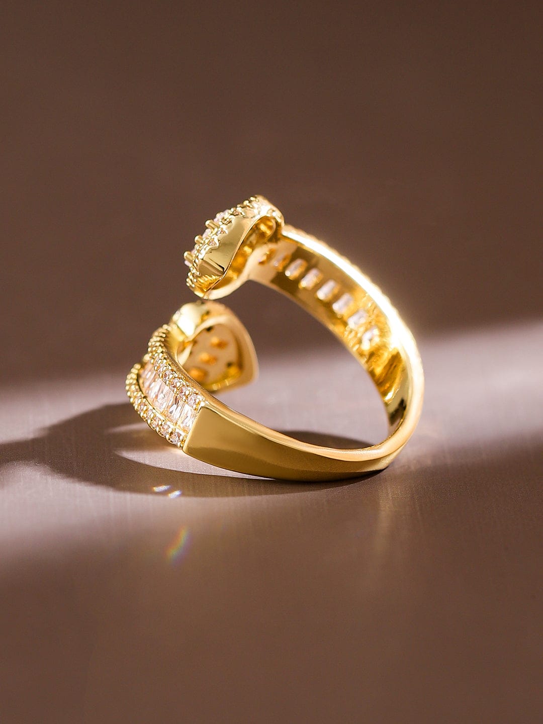 Gold American Diamond Zirconia Heart Design Ring