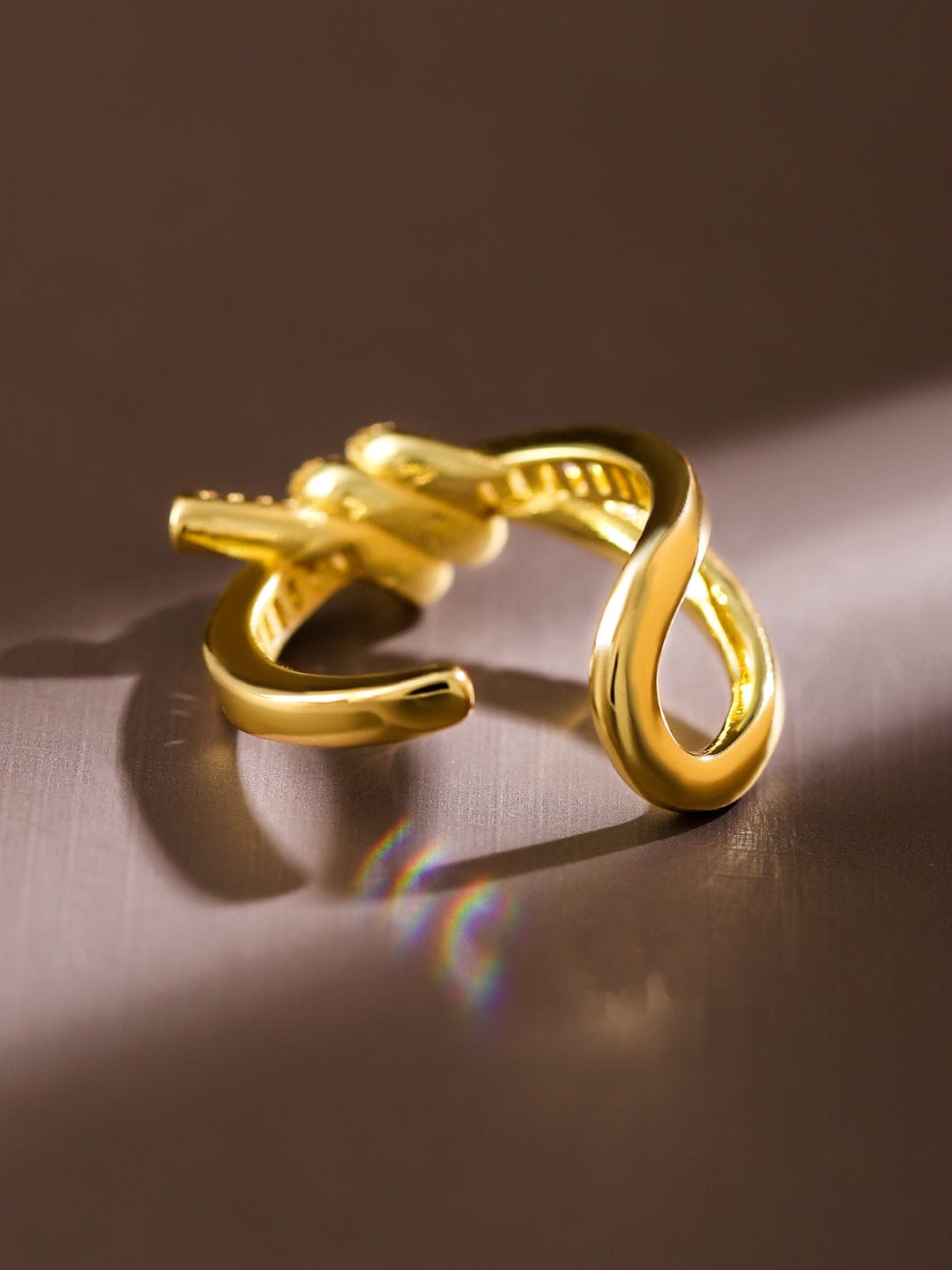 American Diamond Zirconia Gold Knot Ring