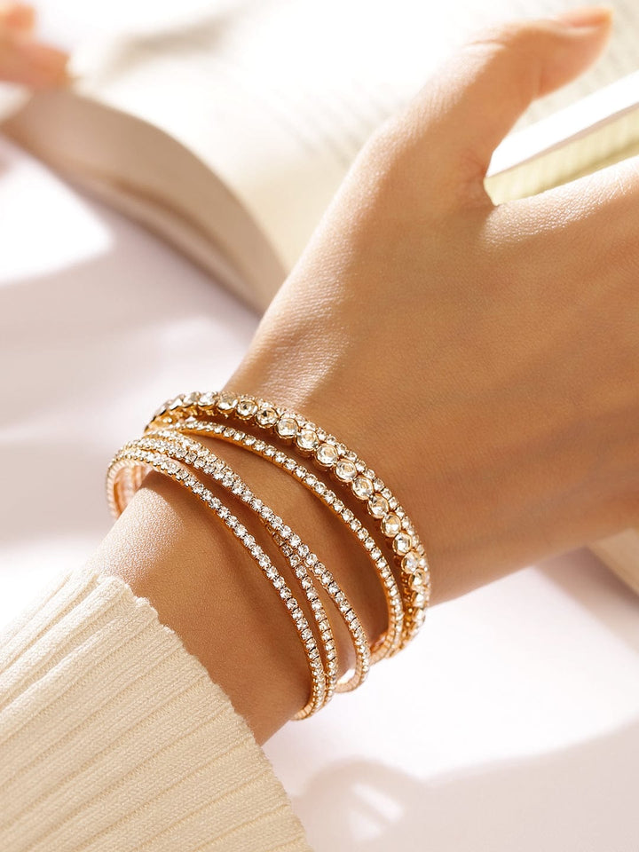 Rubans 18K Gold-Plated Cuff Bracelet with Sparkling AD & Cubic Zirconia Stones