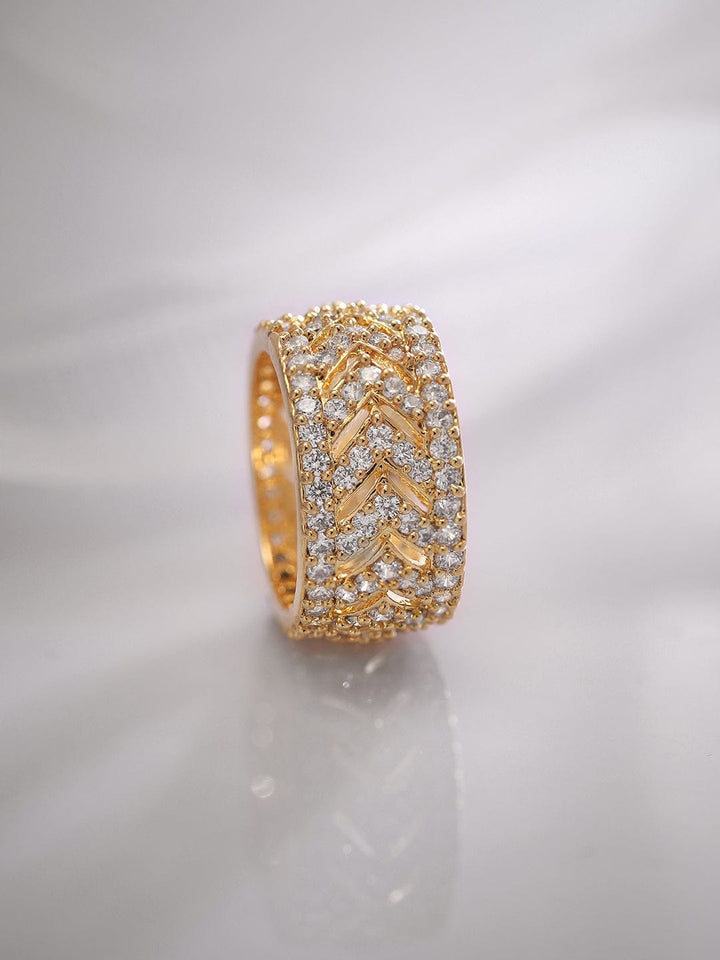 American Diamond Zirconia Gold Statement Ring