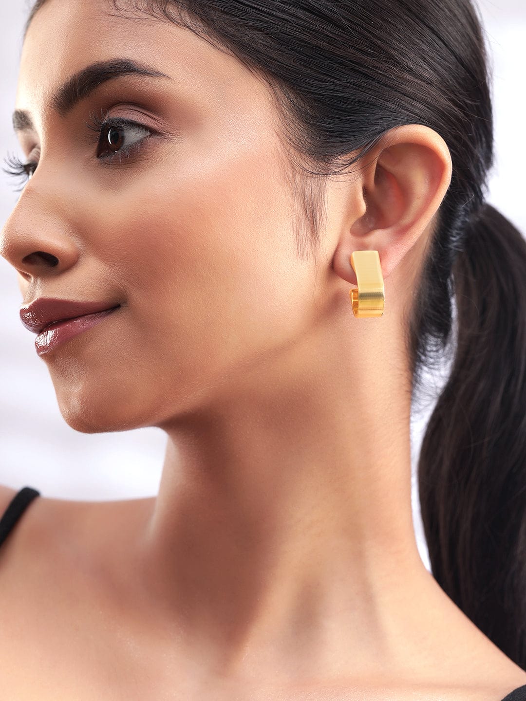 Rubans 18K Gold Plated Geometric Hoop Earrings