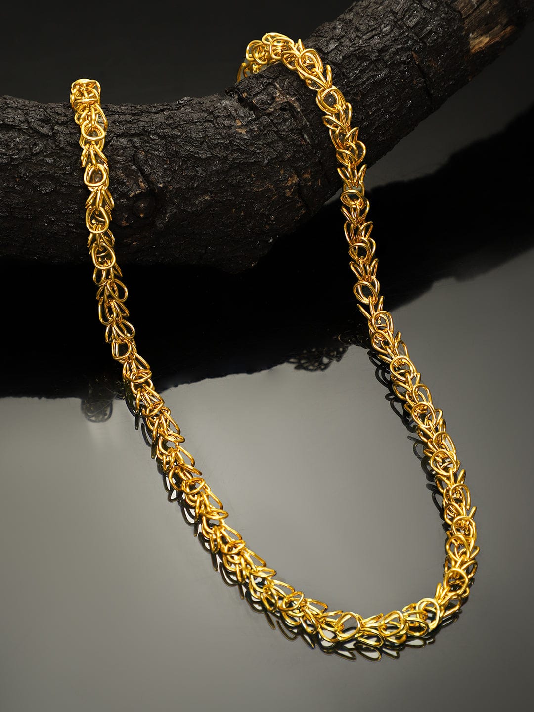 Rubans 18K Gold-Plated Intricate Woven Link Chain Necklace for Men â€“ Bold & Luxe Look
