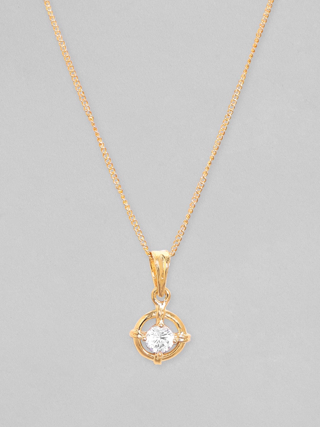 Delicate American Diamond Zirconia Studded Pendant Necklace Chain