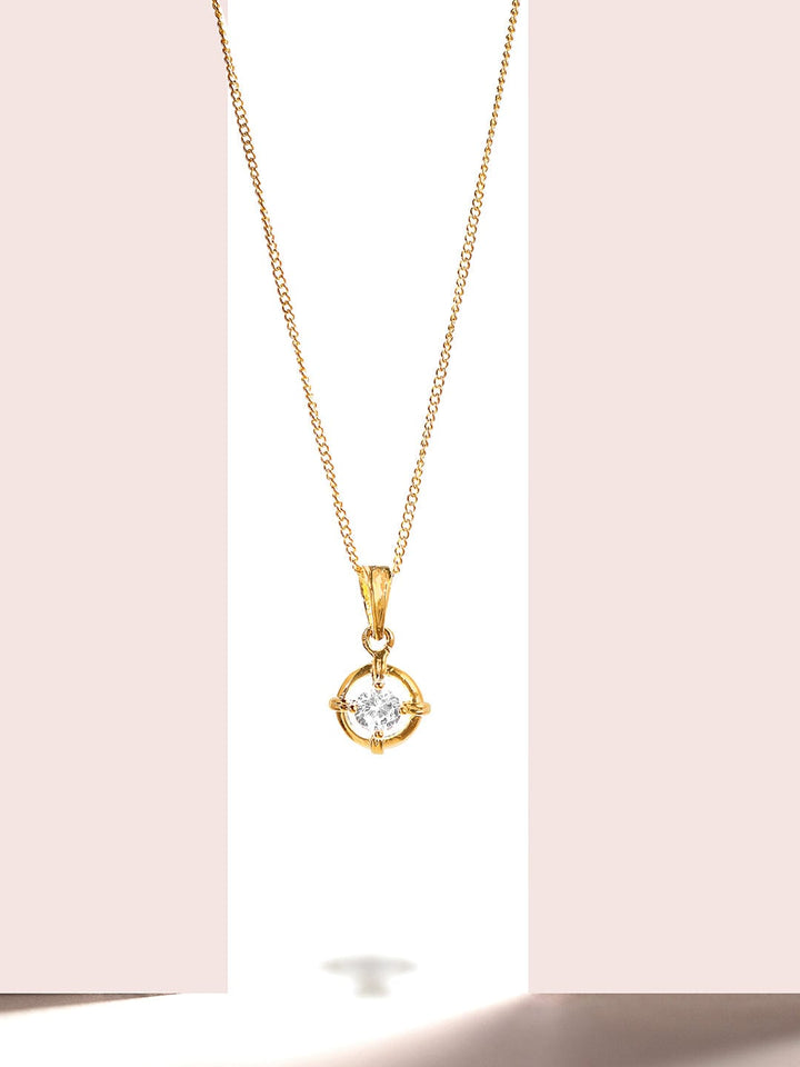 Delicate American Diamond Zirconia Studded Pendant Necklace Chain