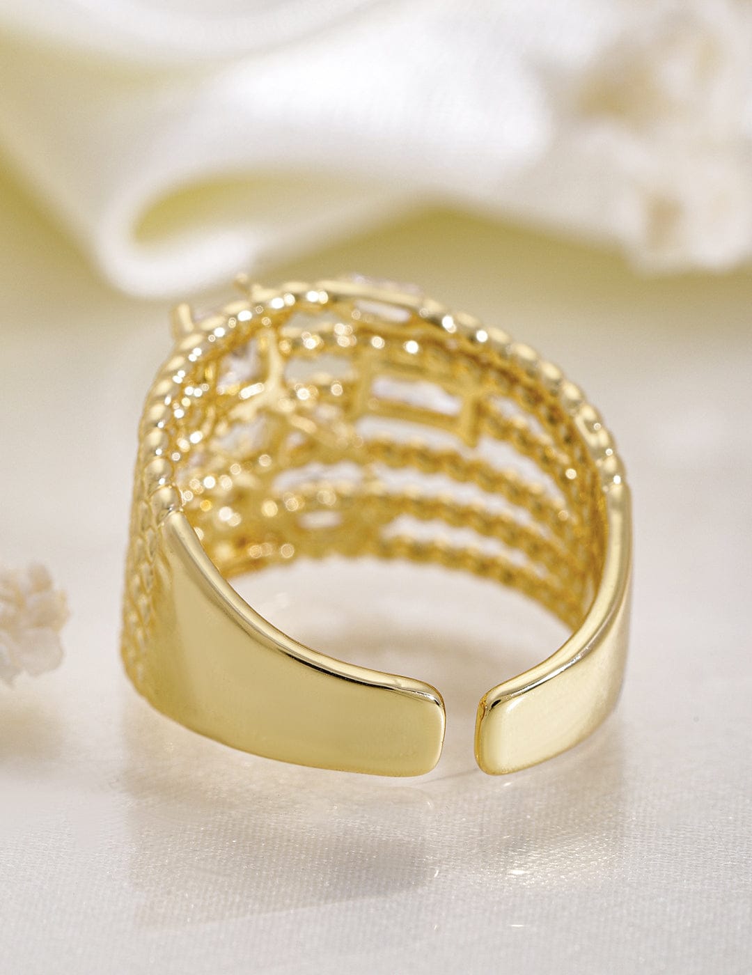 Gold Toned American Diamond Zirconia Studded Ring