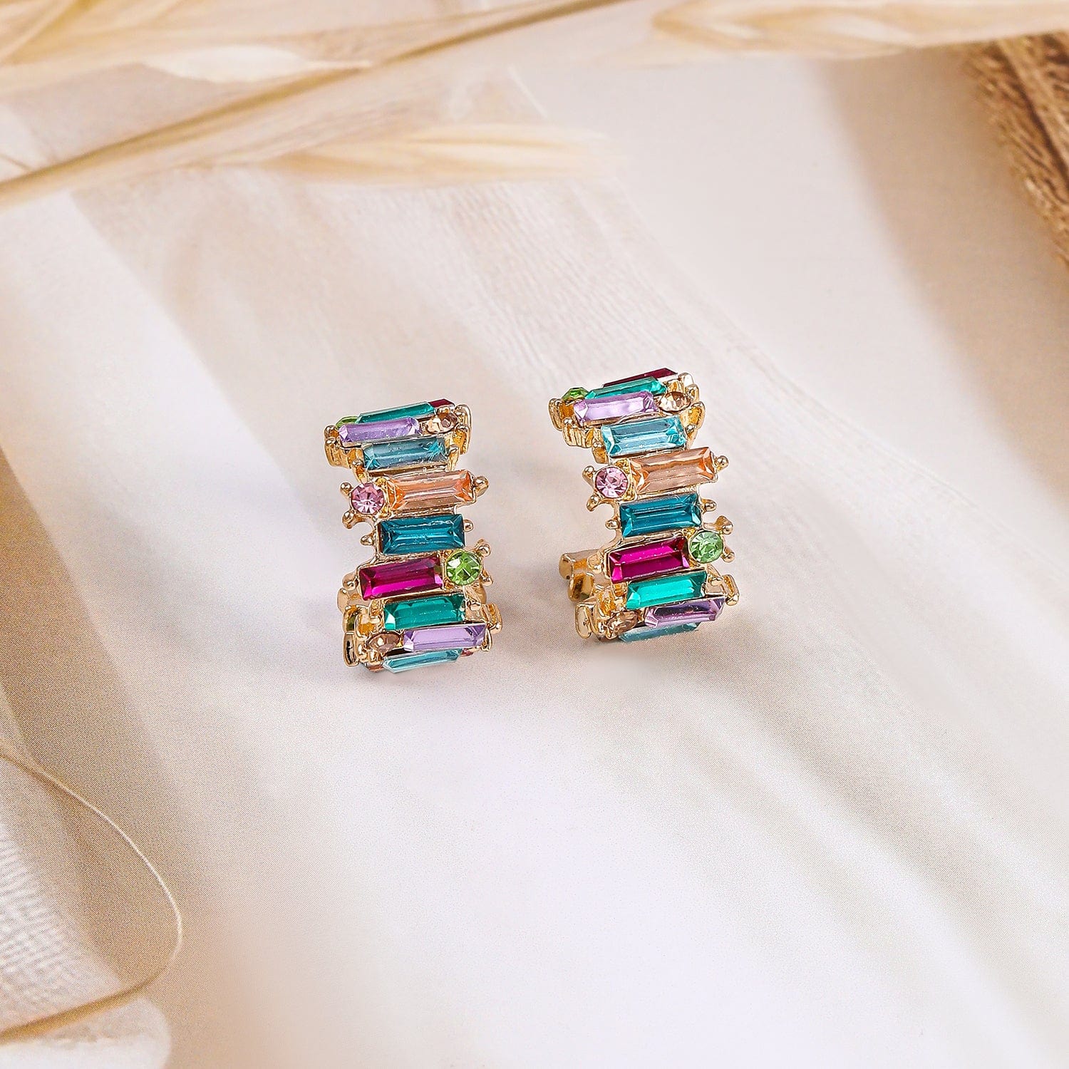 Radiant Multicolored half Hoop Earrings