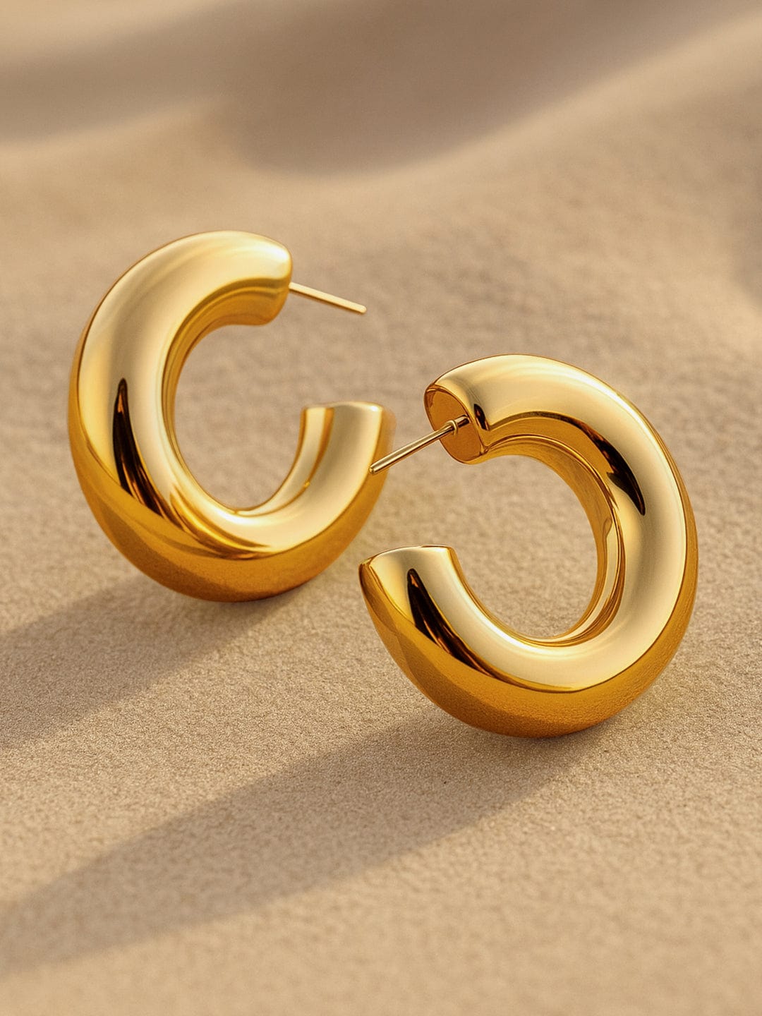 Rubans 18K Gold-Plated Stainless Steel Tarnish-Free Waterproof Hoop Earrings