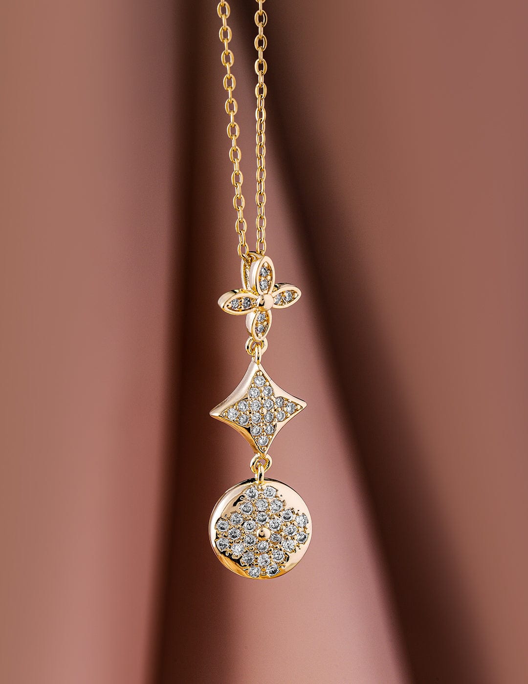 Dazzling American Diamond Zirconia Pendant Stainless Steel Necklace