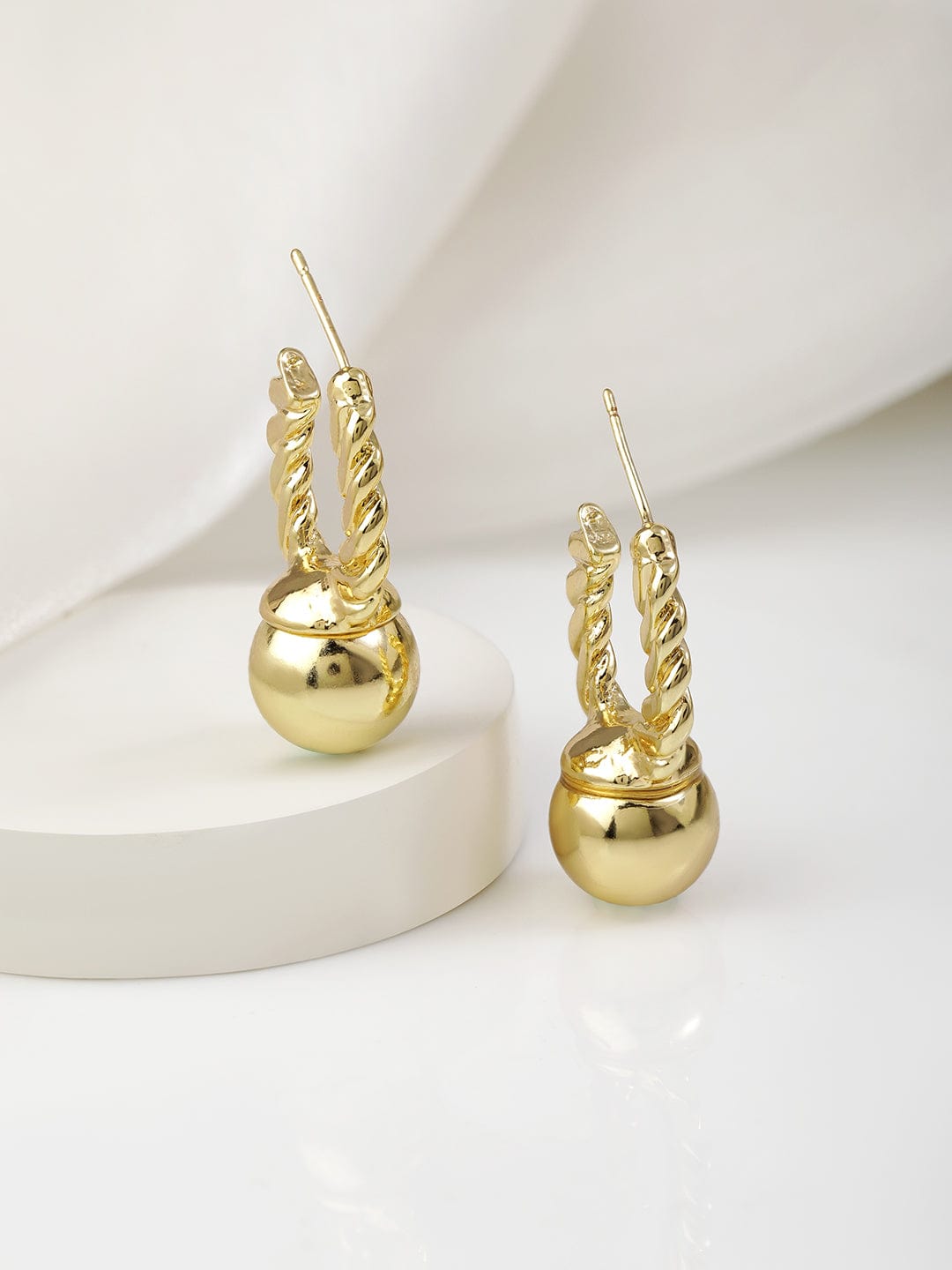 Rubans 18K Gold Plated Twisted Hoop Earrings