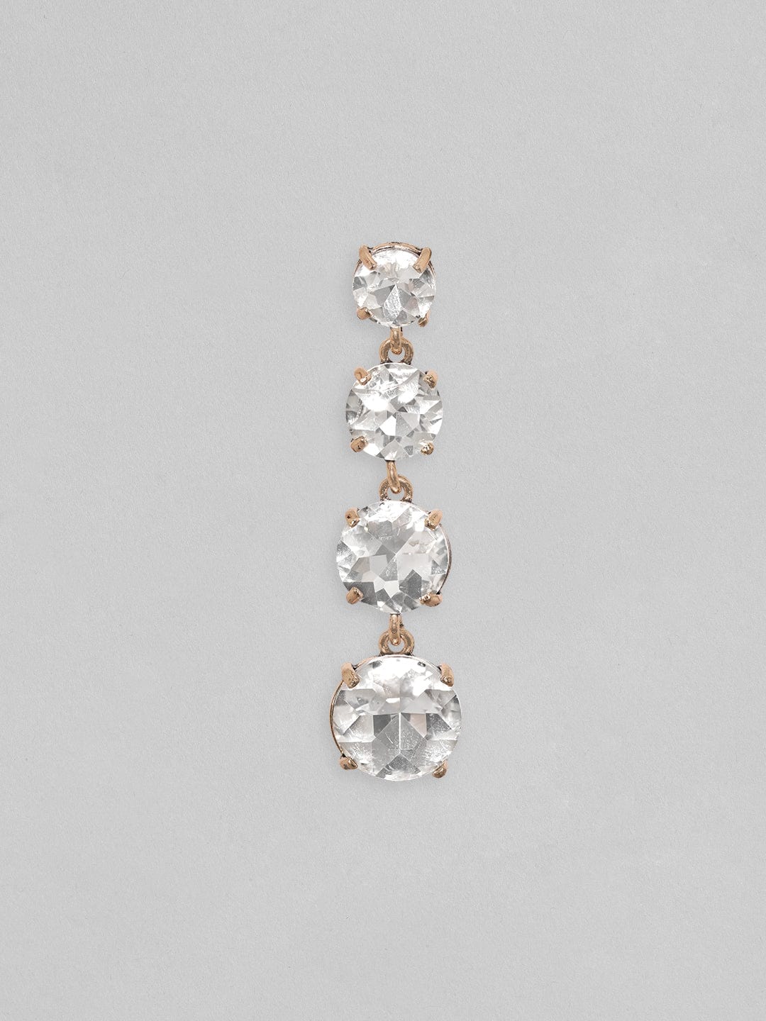 Rubans 18K Gold Toned Clear & Opal Zircon Studded Drop Earring