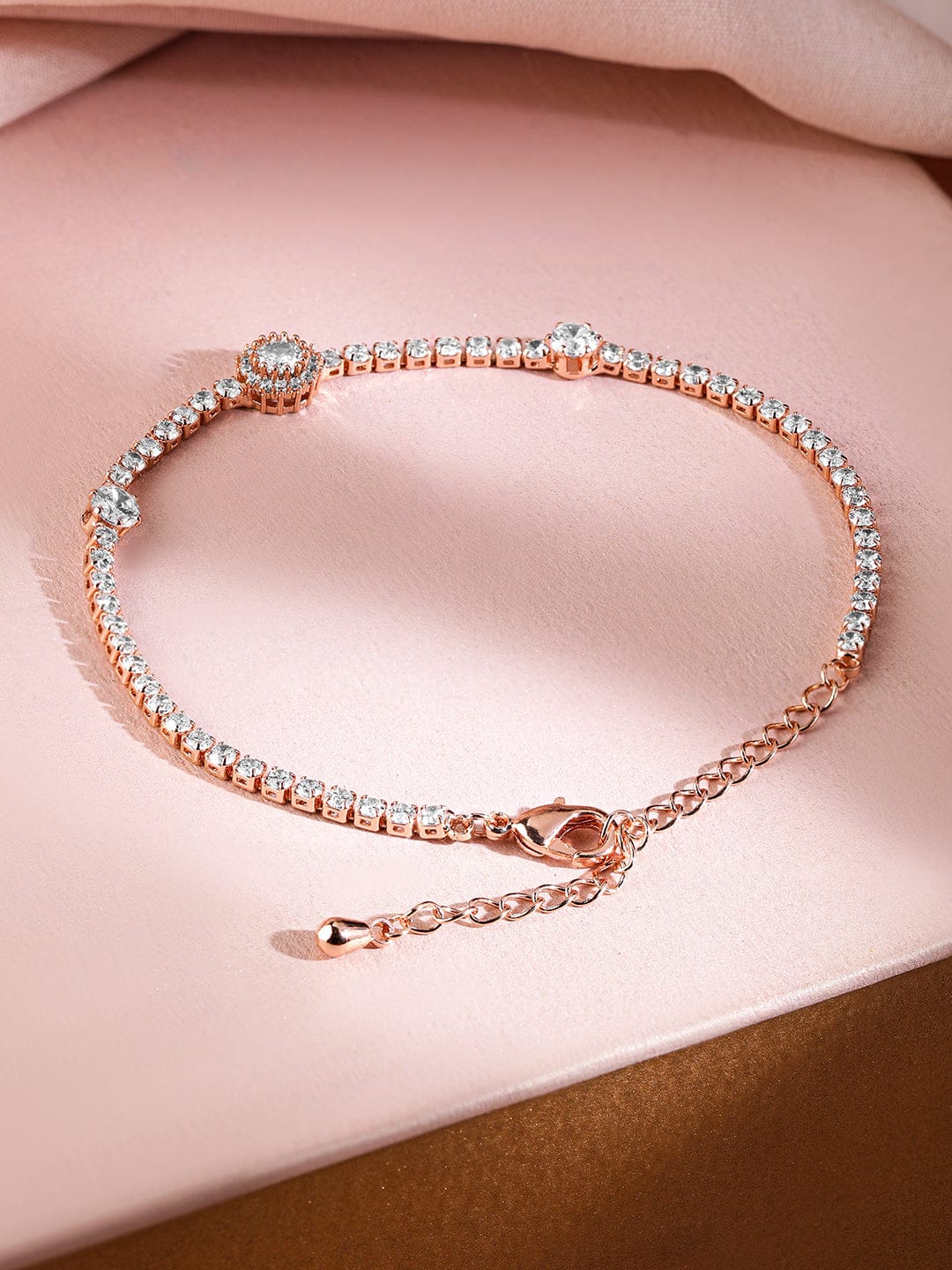 Rubans 18K Rose Gold-Plated Cubic Zirconia Studded Tennis Bracelet