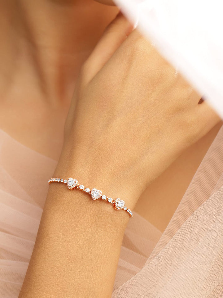 Rubans 18K Rose Gold-Plated CubicZirconia Adjustable Pull Chain Bracelet Elegant & Stylish