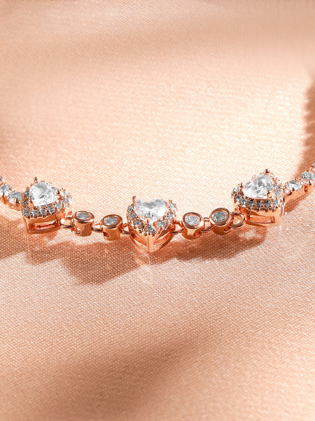 Rubans 18K Rose Gold-Plated CubicZirconia Adjustable Pull Chain Bracelet Elegant & Stylish