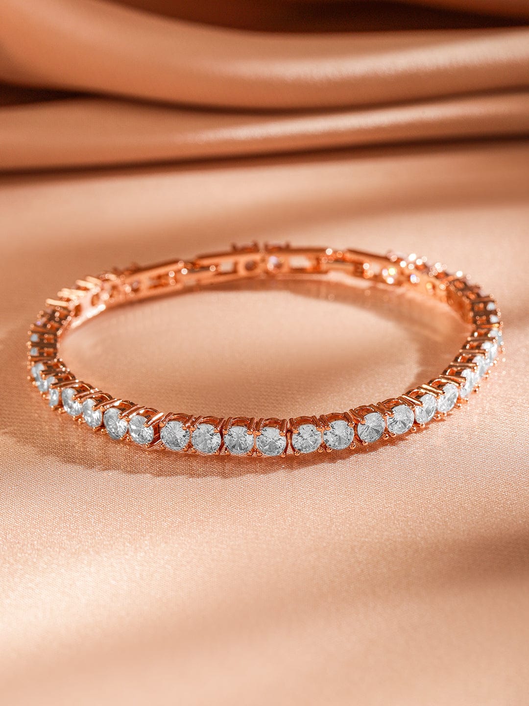 Rubans 18K Rose Gold-Plated White Cubic Zirconia Tennis Bracelet Elegant & Timeless Design