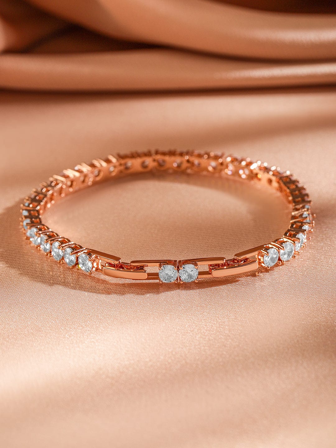 Rubans 18K Rose Gold-Plated White Cubic Zirconia Tennis Bracelet Elegant & Timeless Design