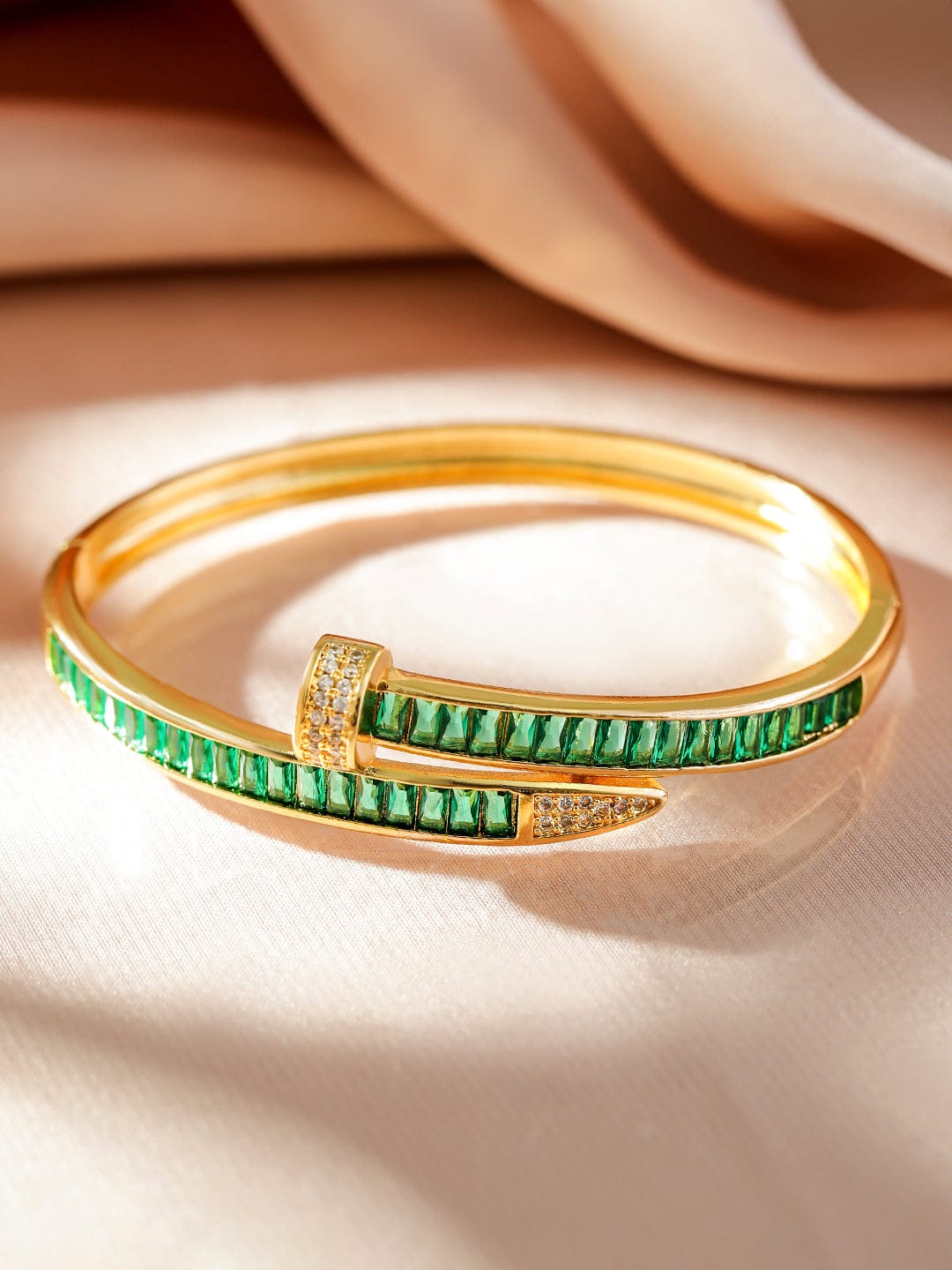Green Baguette Adjustable Cuff
