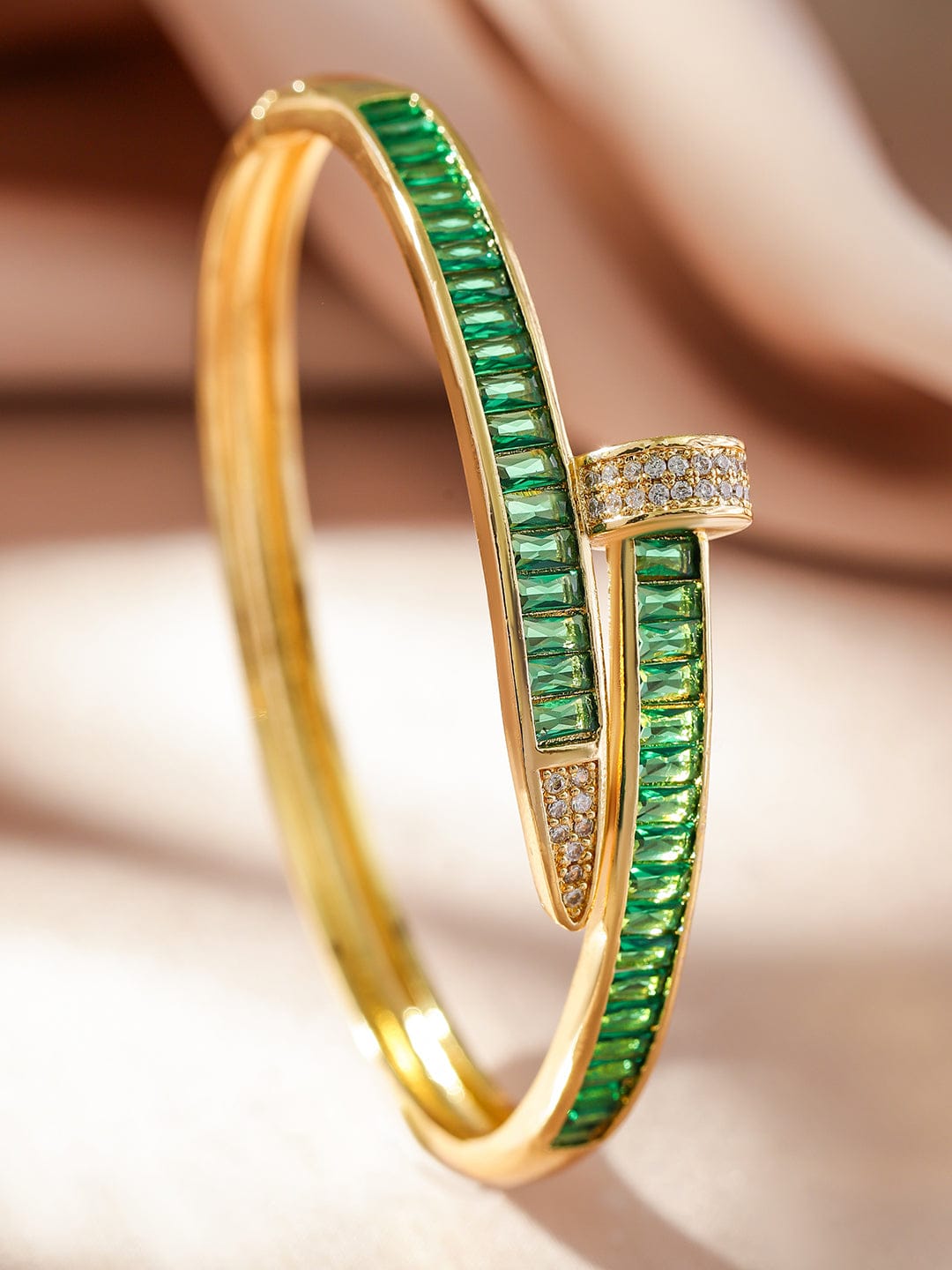 Green Baguette Adjustable Cuff