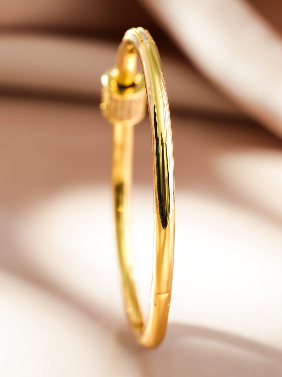 Rubans 22K Gold-Plated Minimalist Cubic Zirconia Openable Bracelet