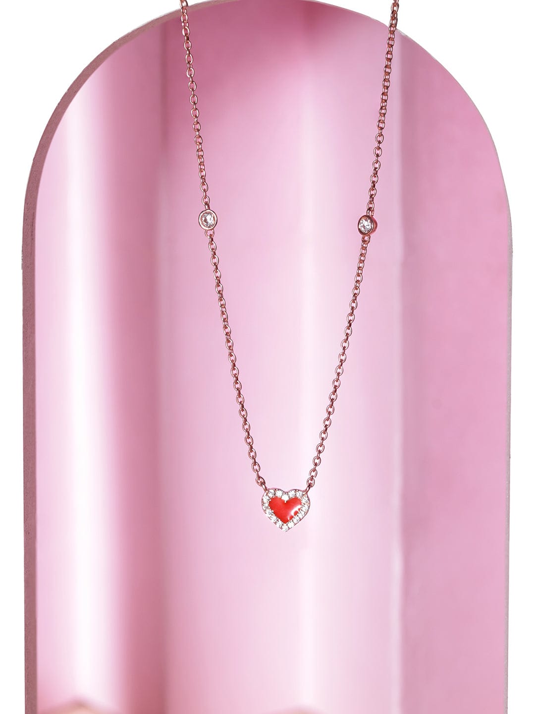 Elegant Red Heart Charm Chain Necklace