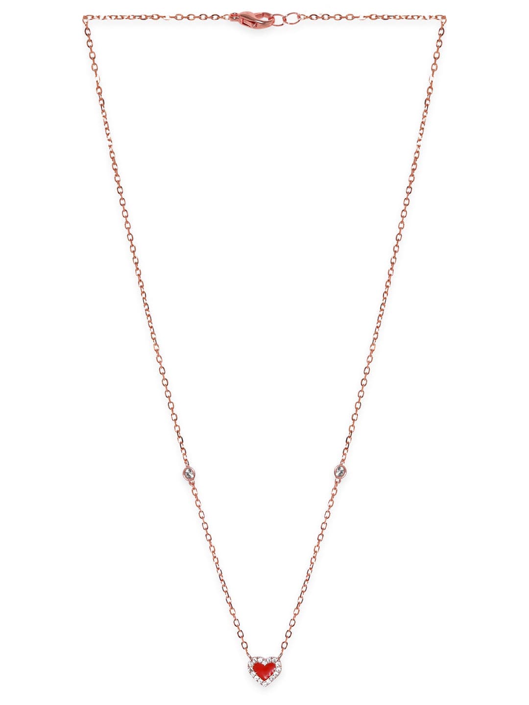Elegant Red Heart Charm Chain Necklace