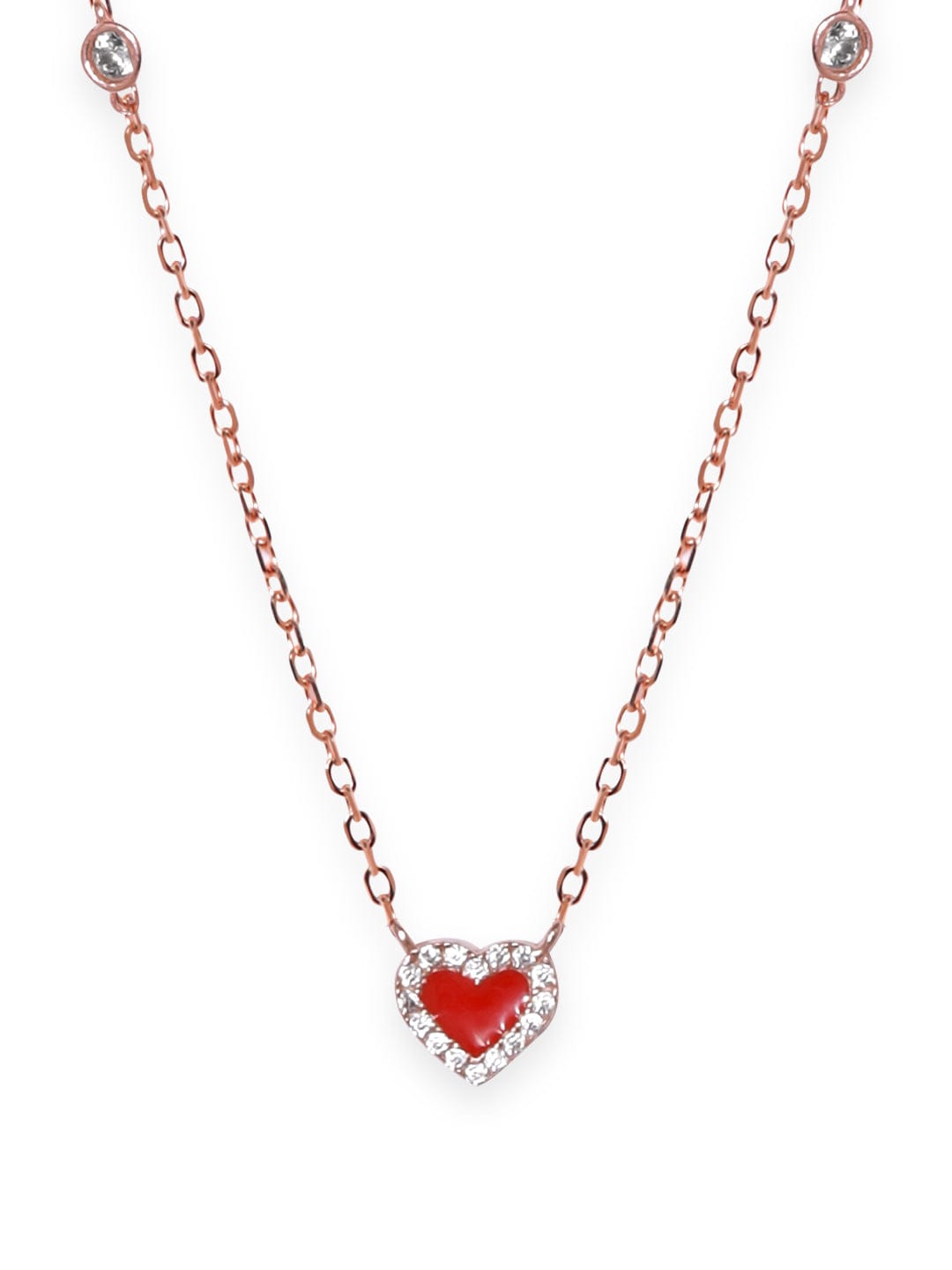 Elegant Red Heart Charm Chain Necklace