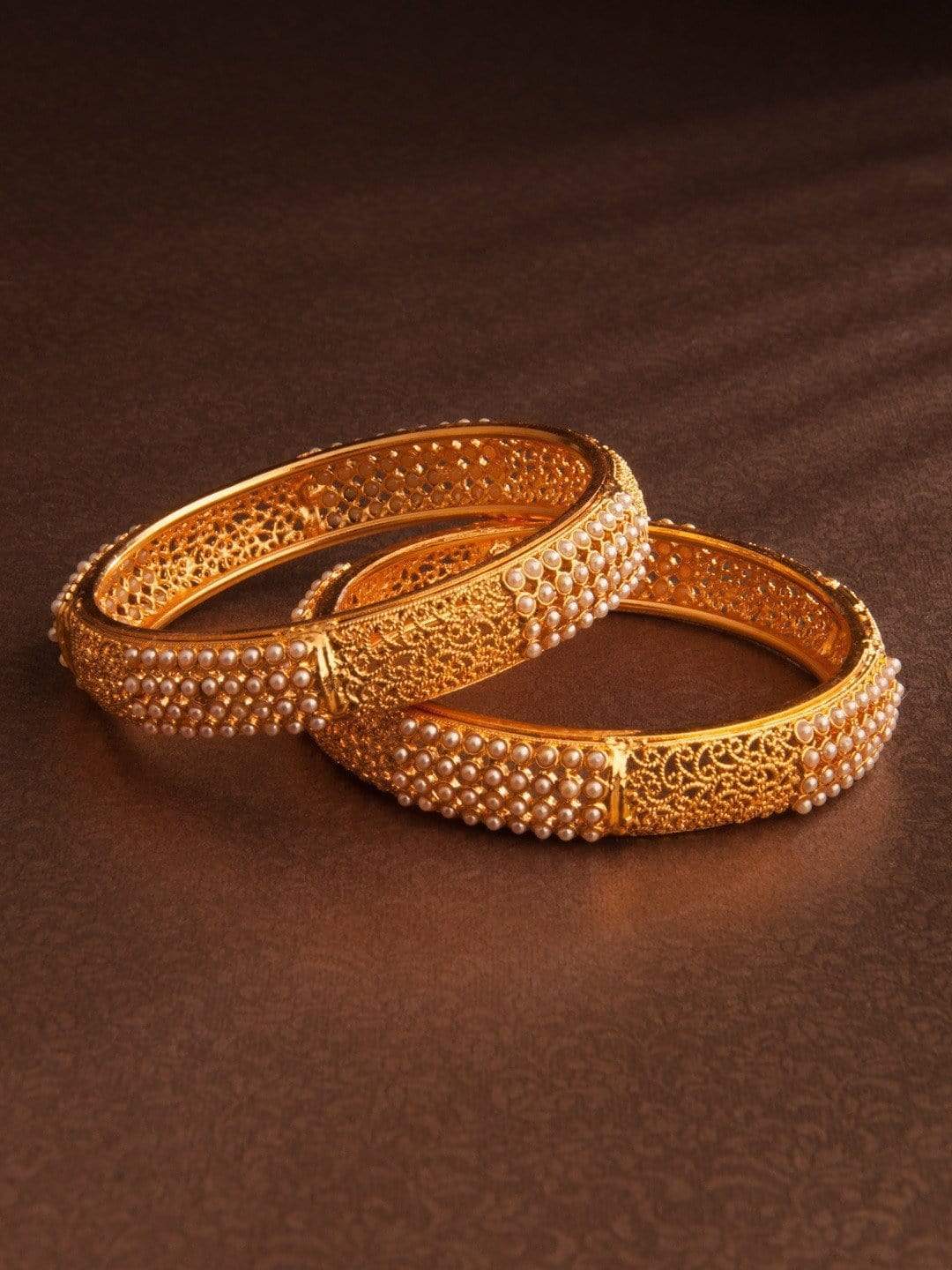Pearl Adorn Golden Bangles