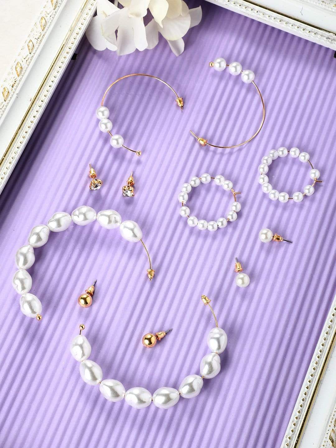 Rubans Gold Plated Handcrafted Set of 6 Earrings