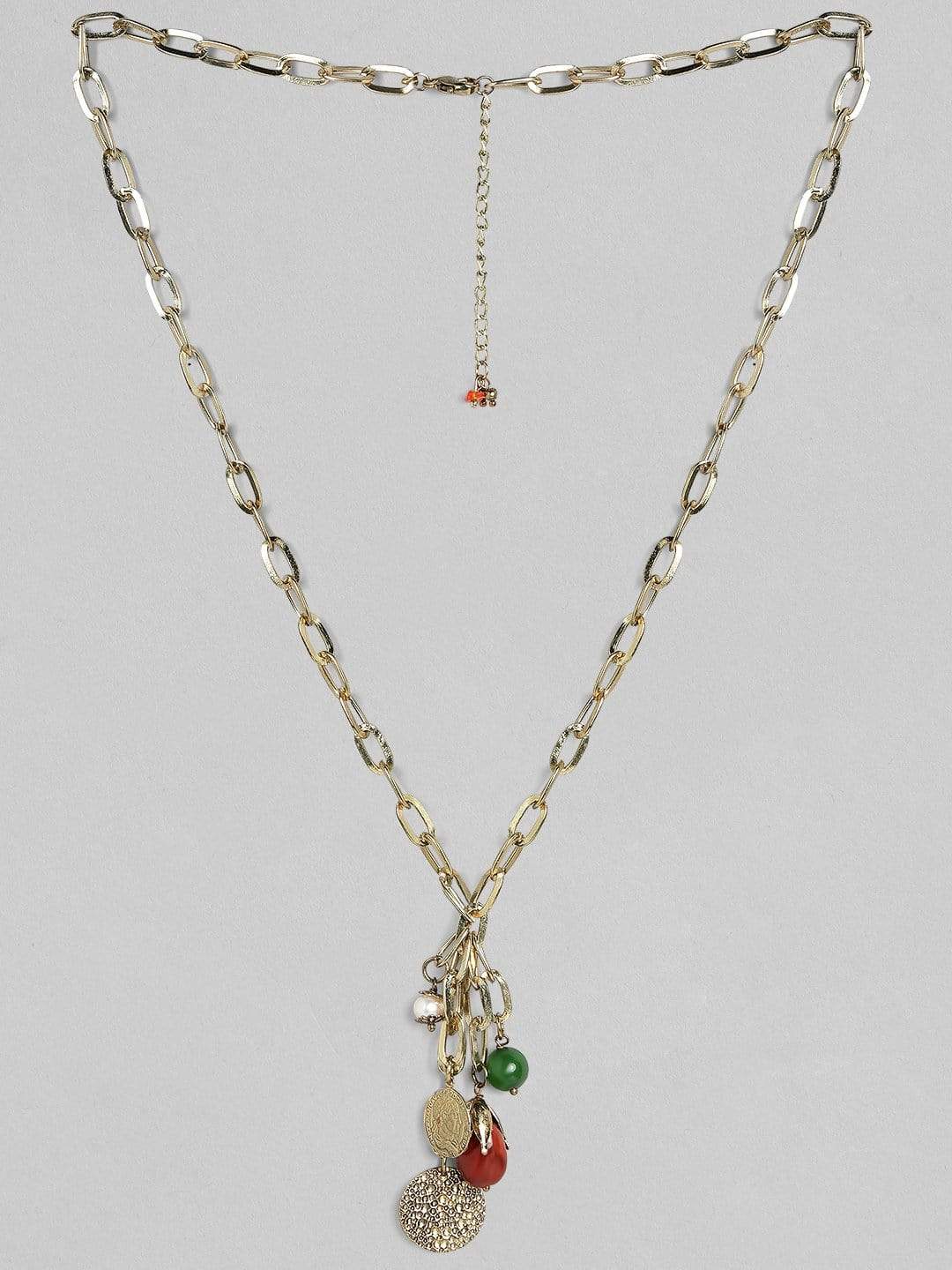 Rubans Gold Plated Interlinked Beads Pendant Necklace
