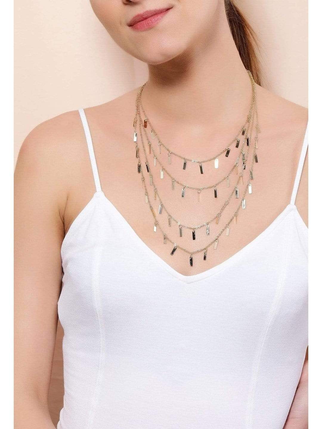 Rubans Gold Plated Multi Layer  Necklace