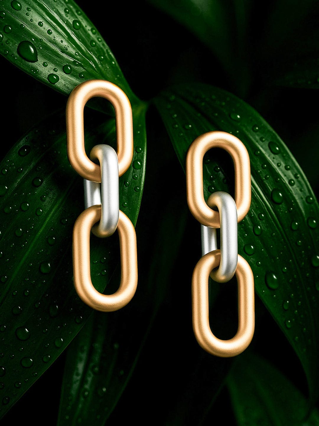 Rubans Gold Toned Inter Linked Classic Drop Earrings
