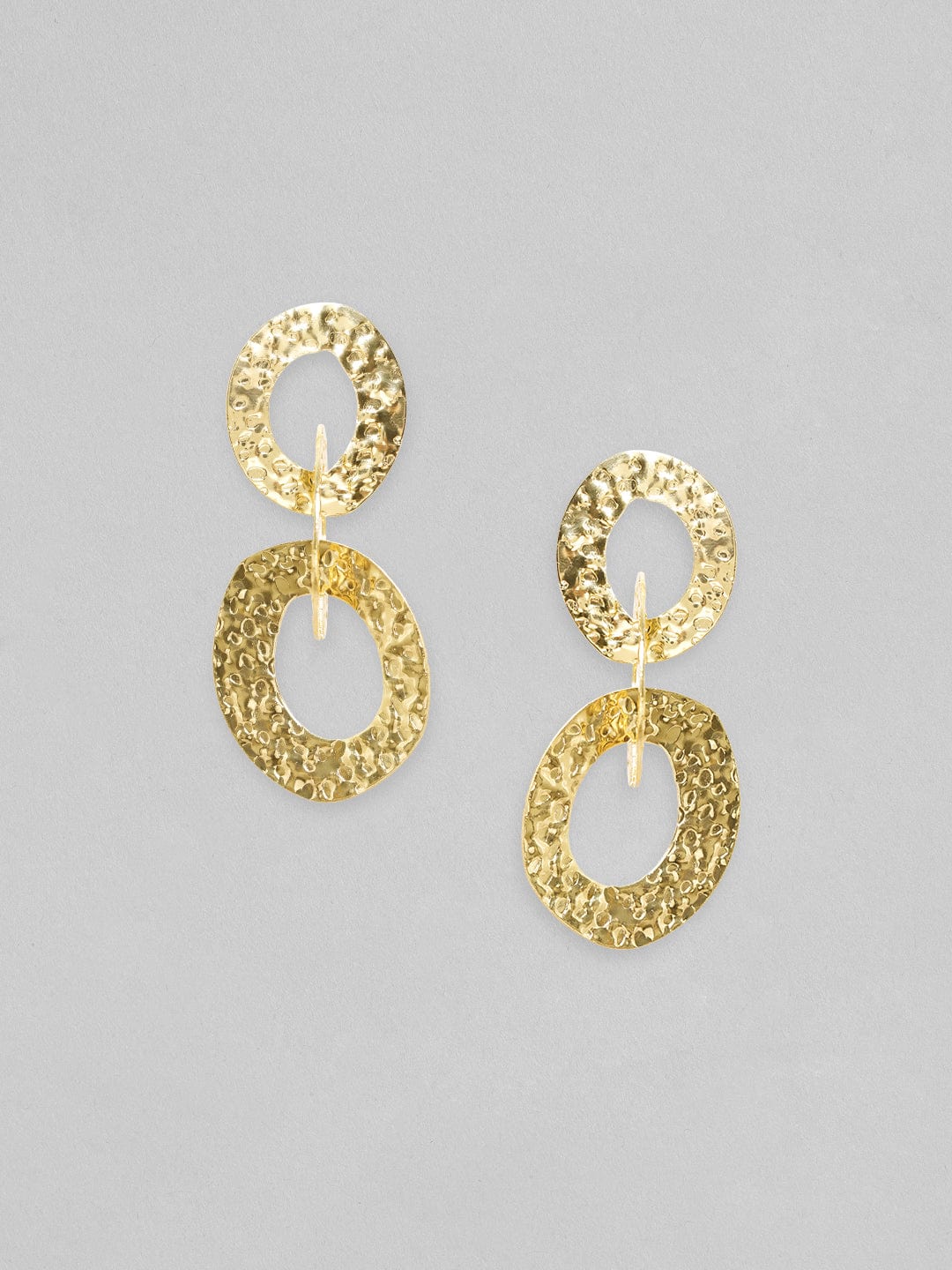 Rubans Voguish Gold Toned Textured Cuban Link Dangle Earrings