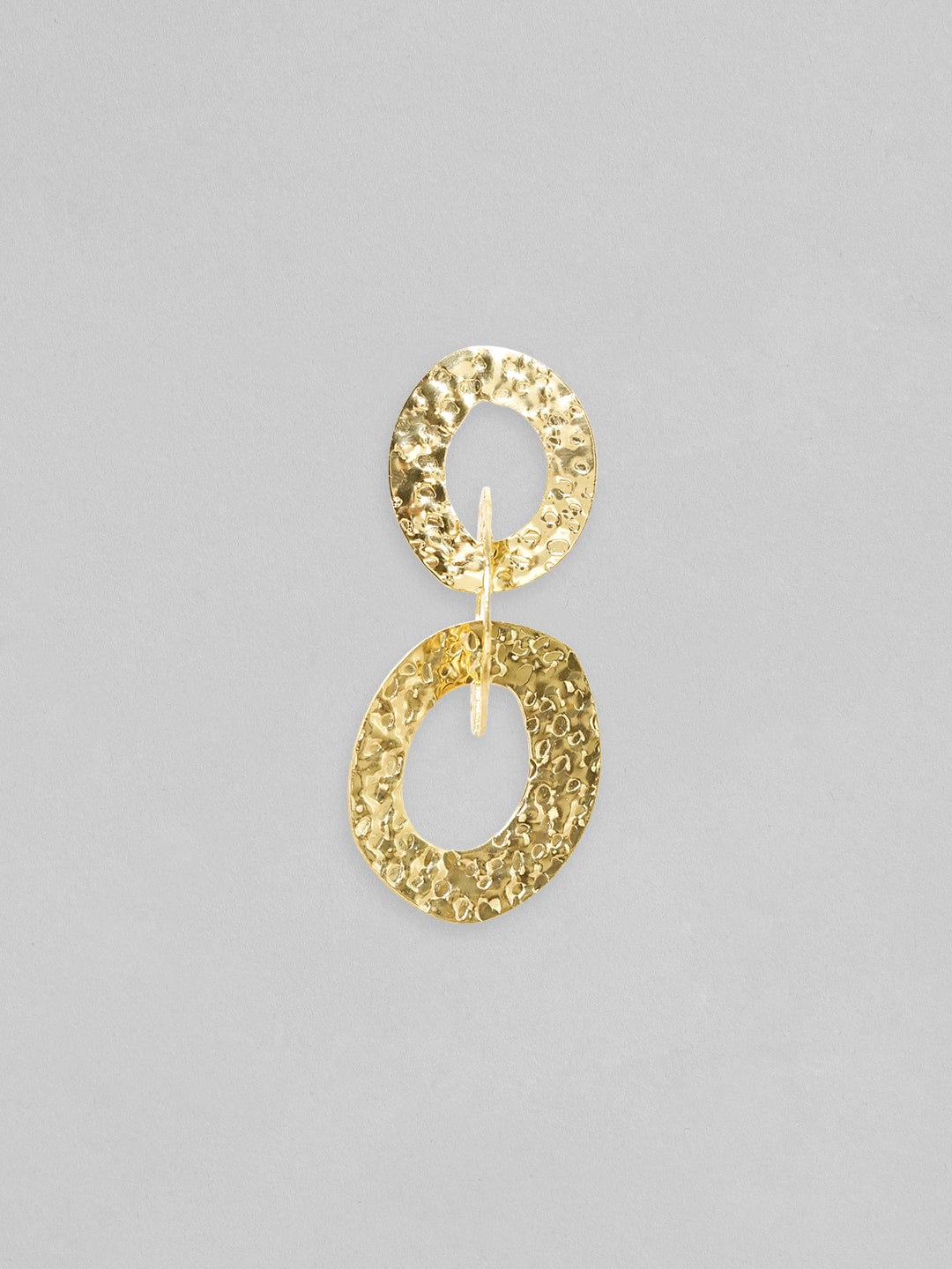 Rubans Voguish Gold Toned Textured Cuban Link Dangle Earrings