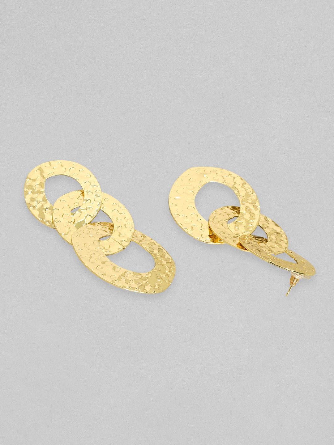 Rubans Voguish Gold Toned Textured Cuban Link Dangle Earrings