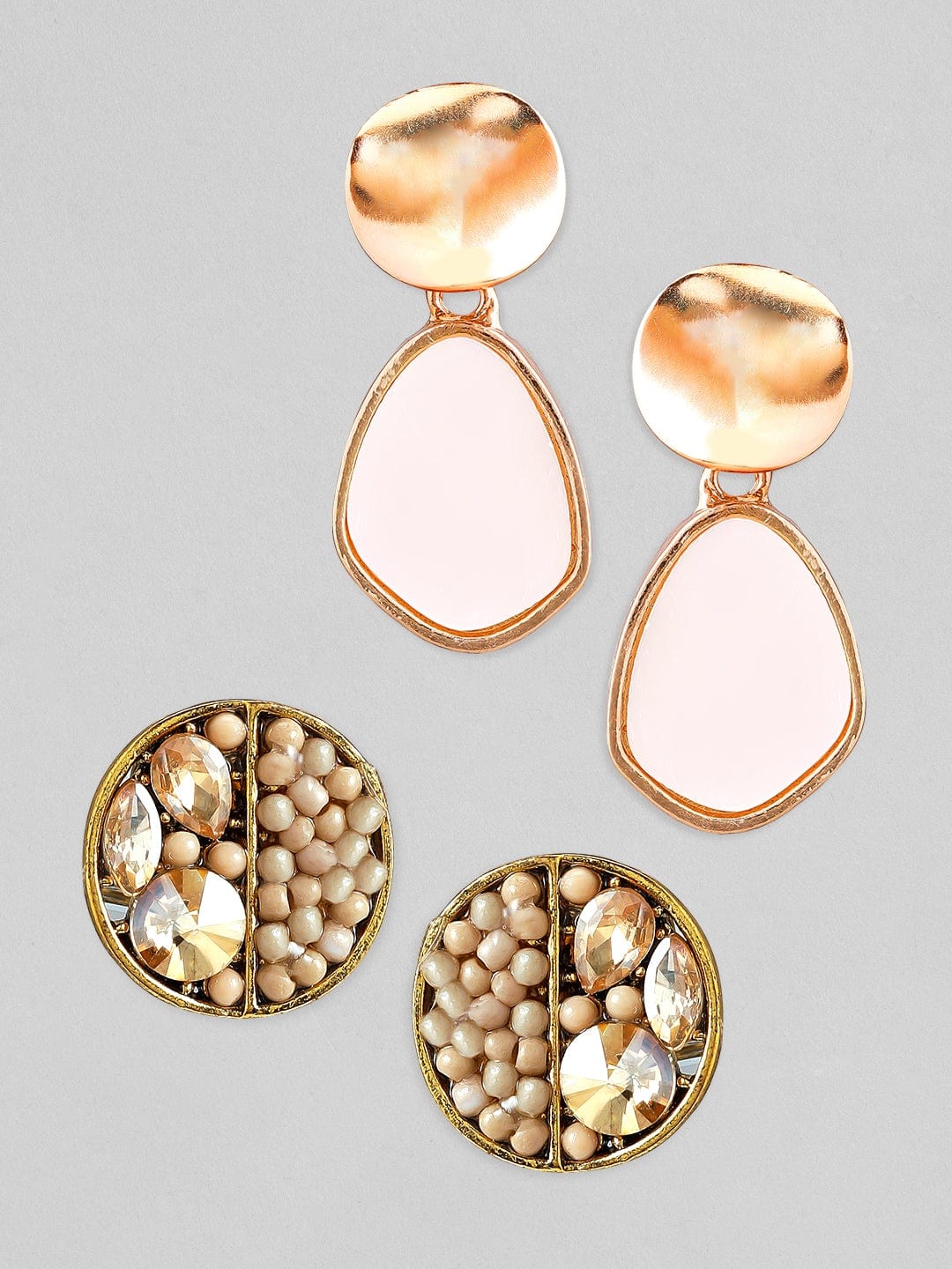 Rubans Gold Toned Handcrafted Set of 2 Earrings