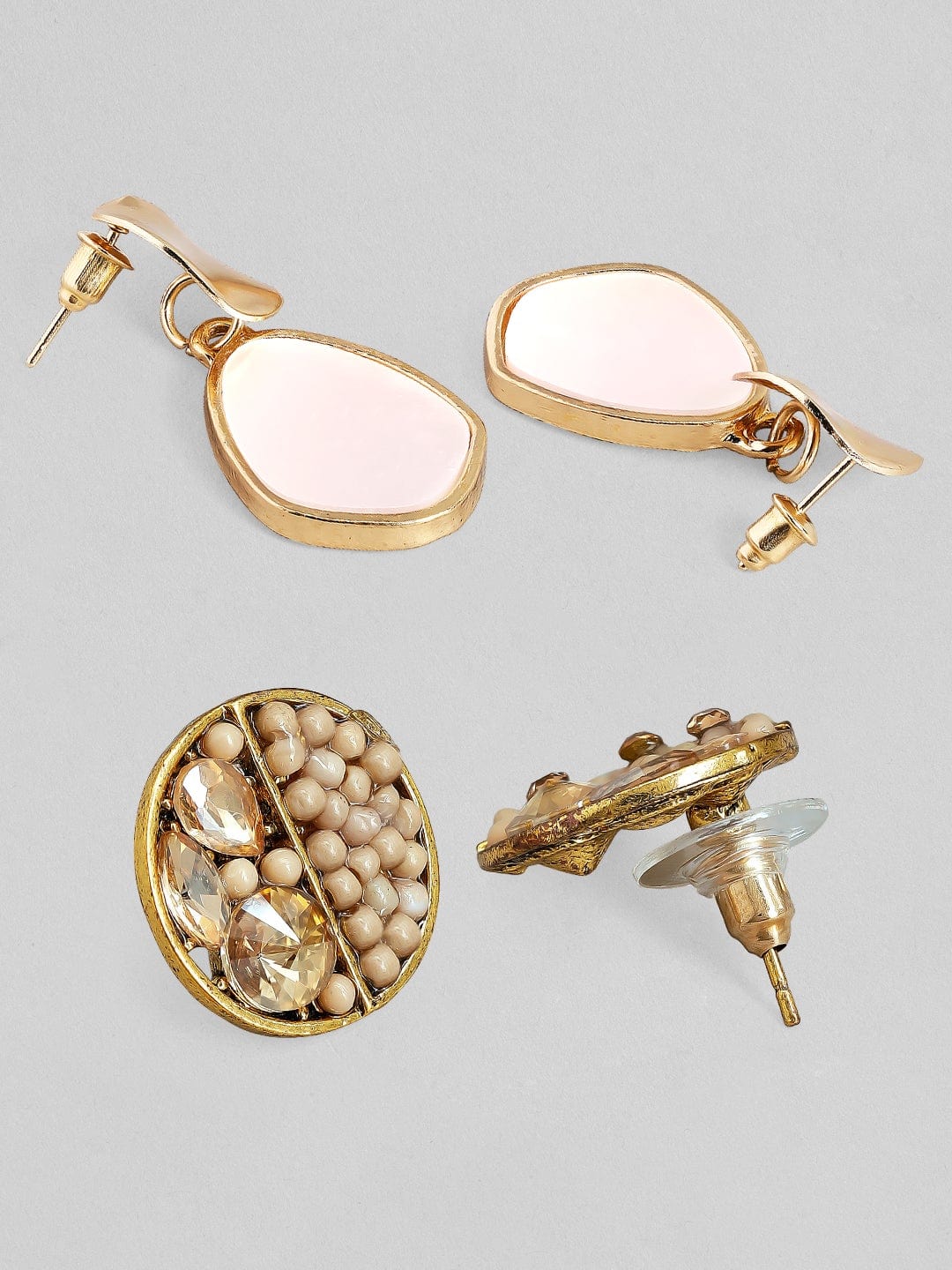 Rubans Gold Toned Handcrafted Set of 2 Earrings