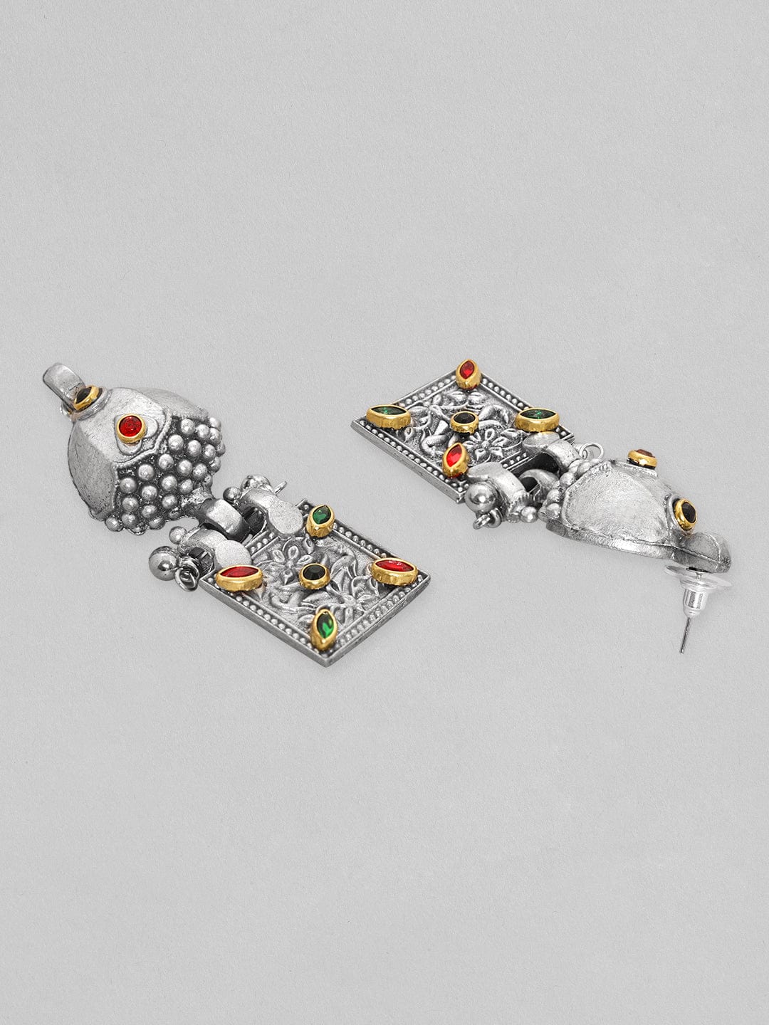 Rubans Oxidised Women Silver-Plated Kundan-Studded Jewellery Set