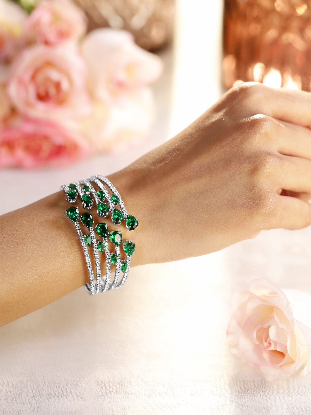 American Diamond Zirconia Green Bracelet