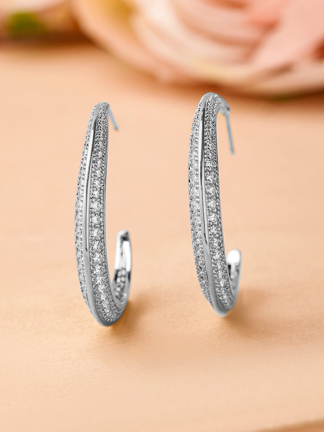 Cubic Zirconia Moonarc Hoop Earrings