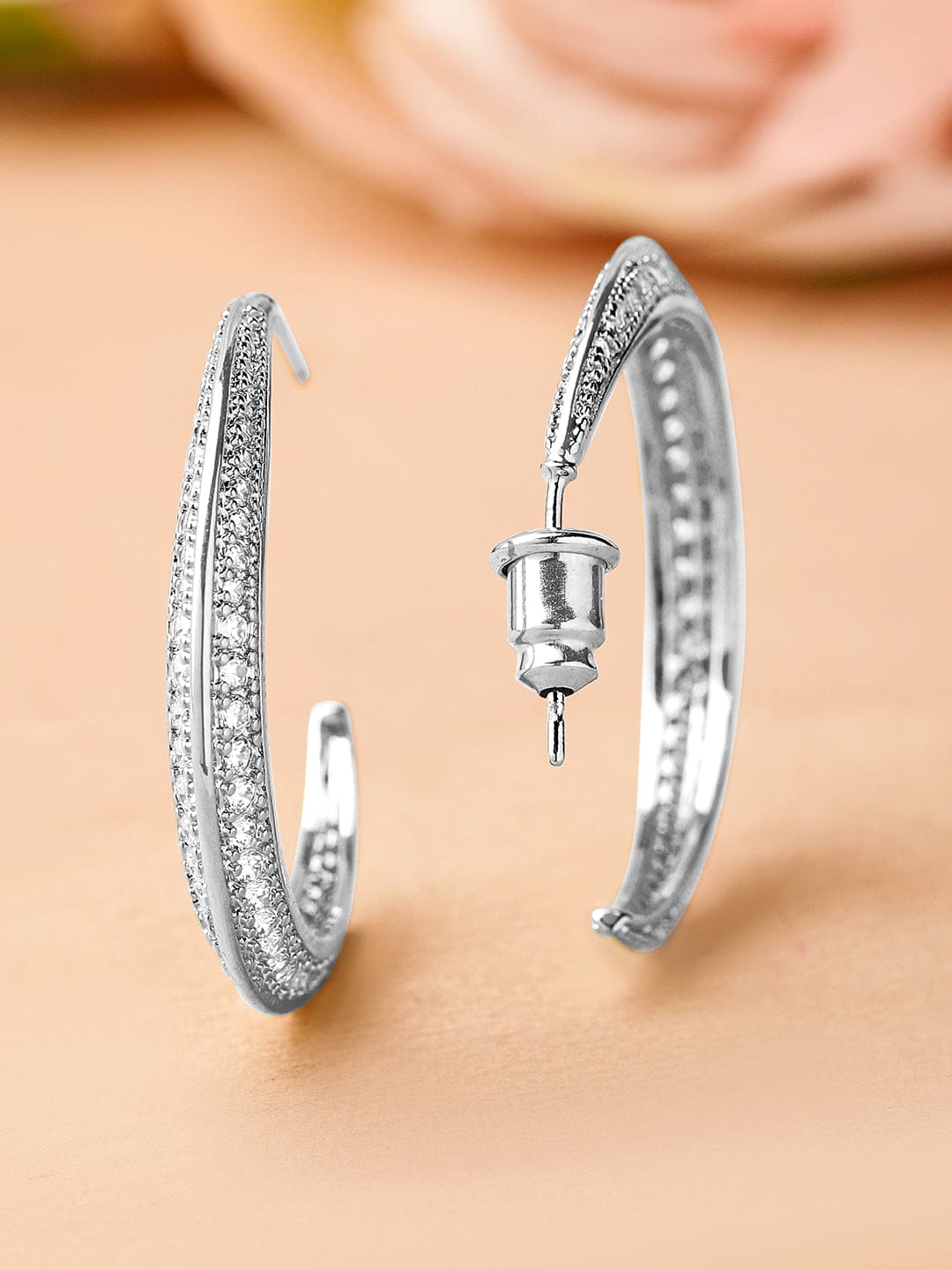 Cubic Zirconia Moonarc Hoop Earrings