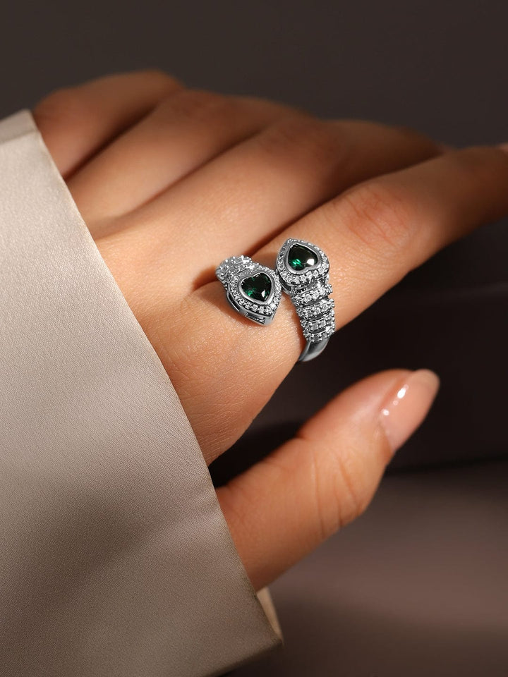 Green Heart American Diamond Zirconia Ring