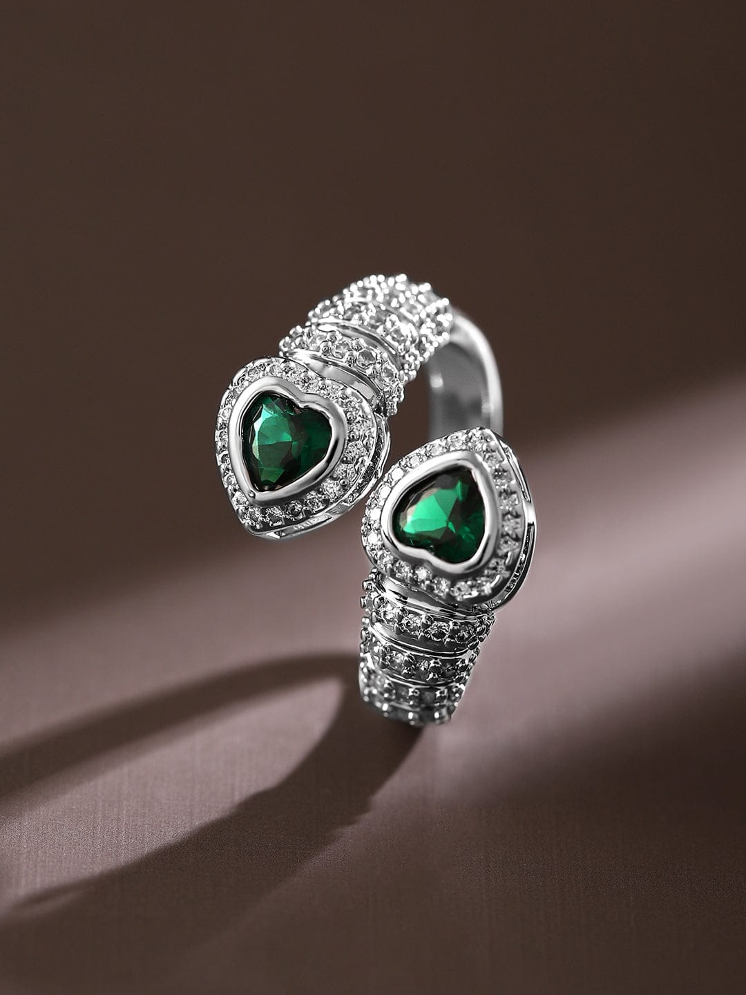 Green Heart American Diamond Zirconia Ring