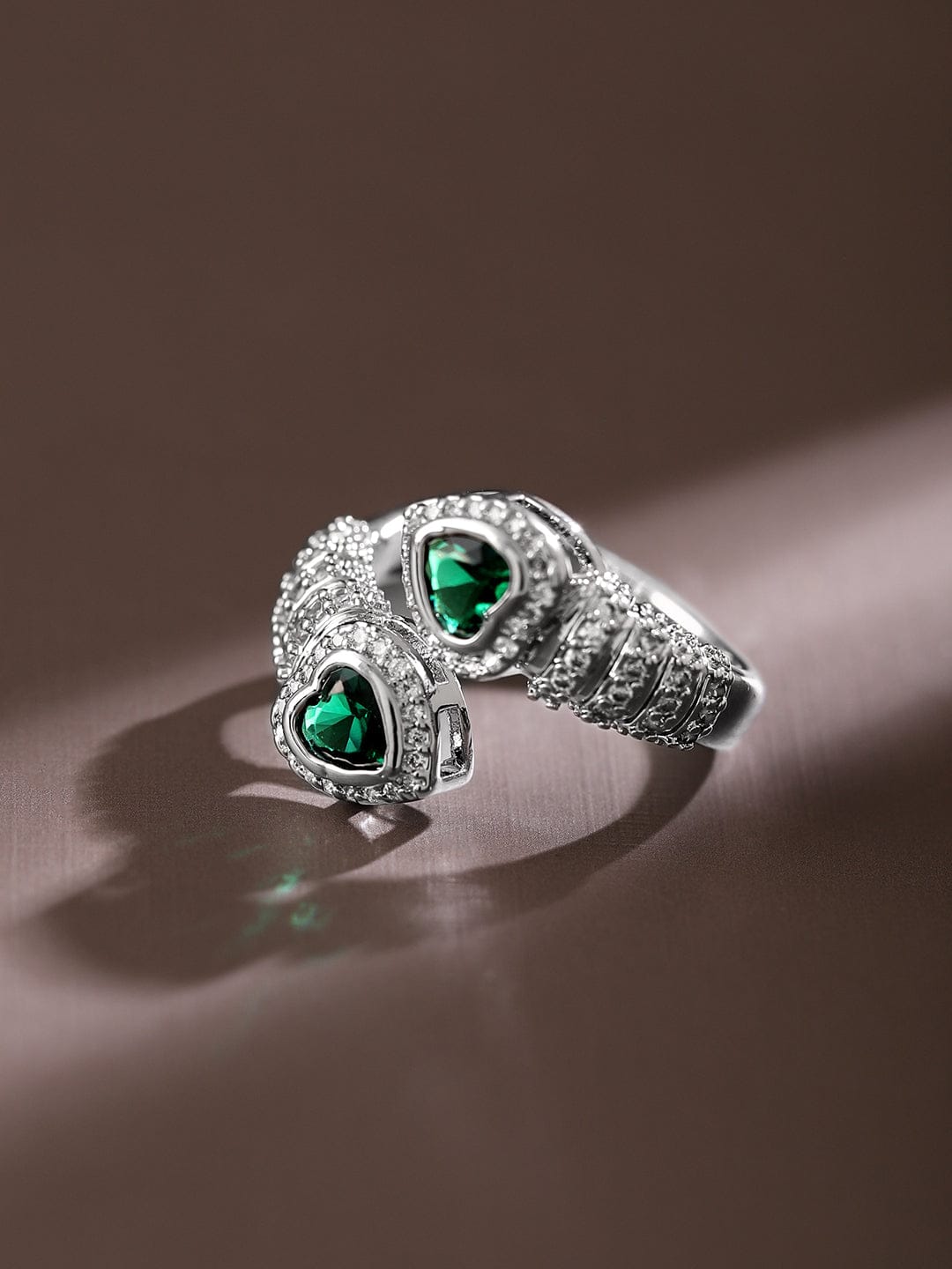Green Heart American Diamond Zirconia Ring