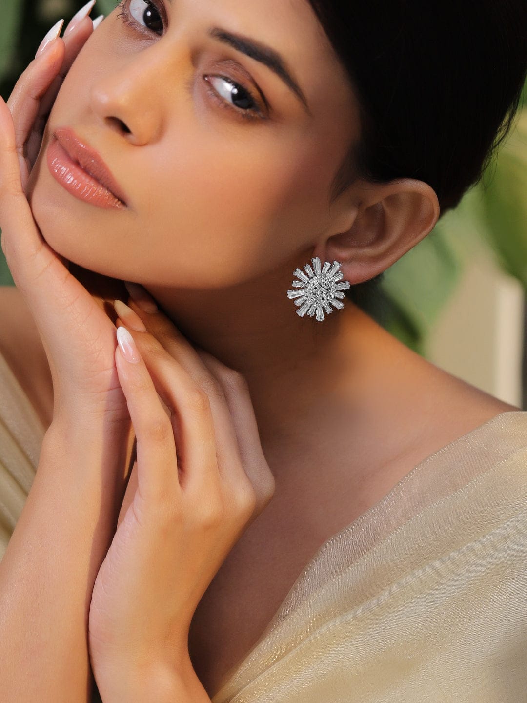 Sparkling Flower Crystal Studs